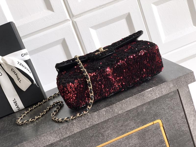 Small Chanel Sequins Shoulder Bag Red CF6171
