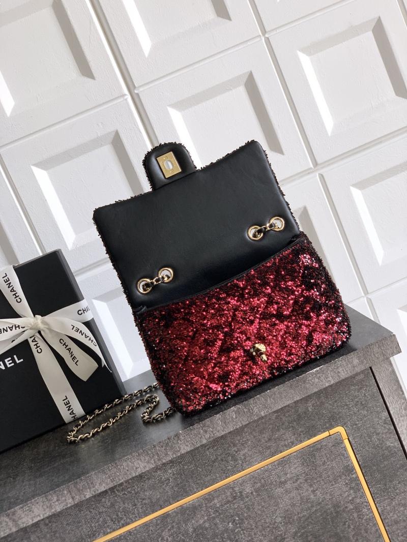 Small Chanel Sequins Shoulder Bag Red CF6171