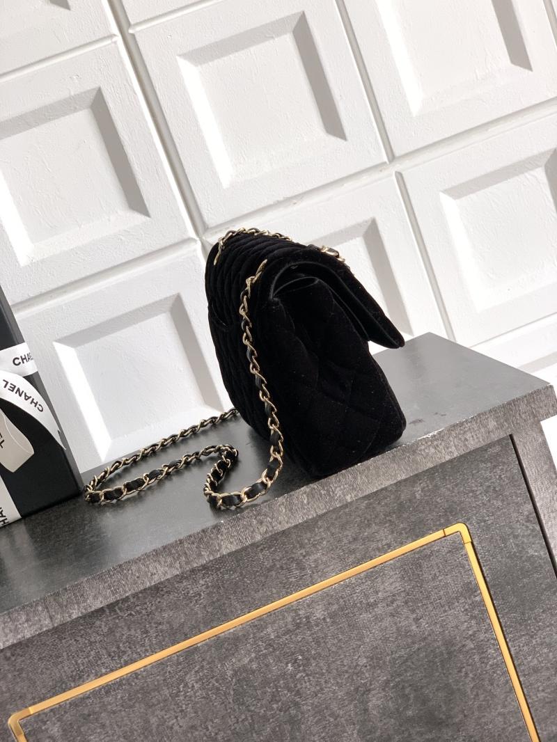 Small Chanel Velvet Flap Bag Black A01117