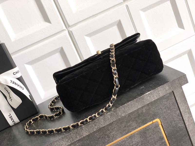 Small Chanel Velvet Flap Bag Black A01117