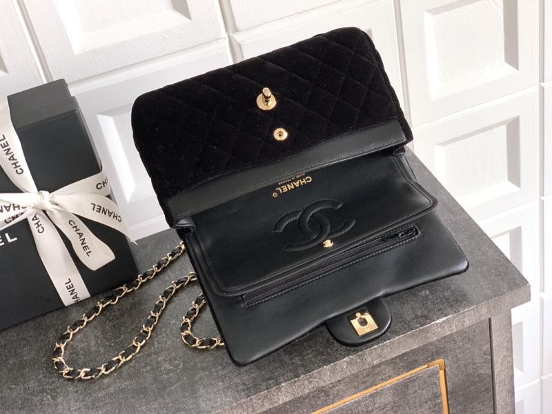 Small Chanel Velvet Flap Bag Black A01117