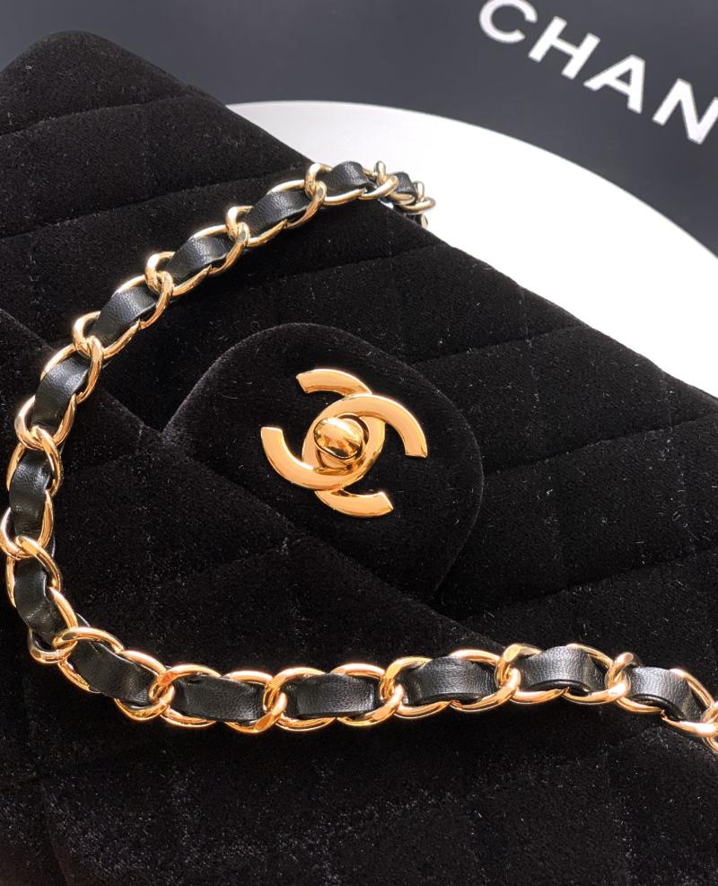 Small Chanel Velvet Flap Bag Black A01117