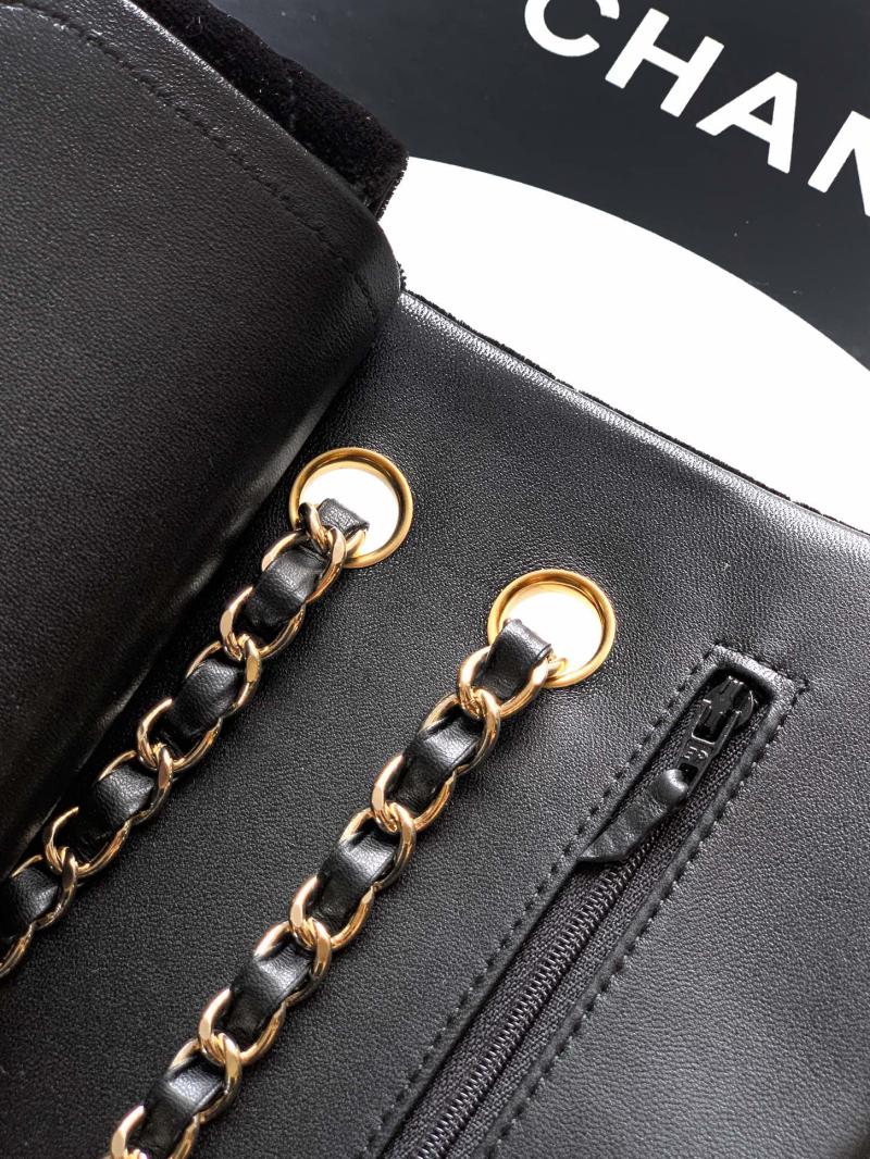 Small Chanel Velvet Flap Bag Black A01117