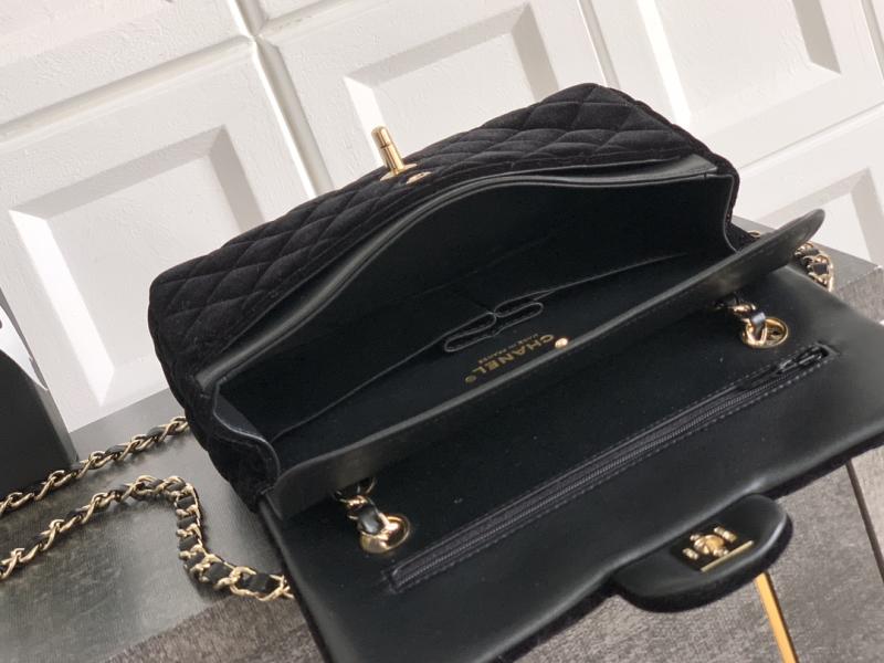 Small Chanel Velvet Flap Bag Black A01117