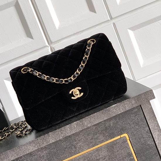 Small Chanel Velvet Flap Bag Black A01117