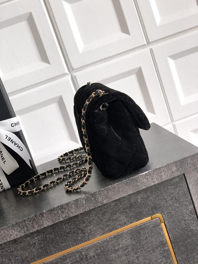 Small Chanel Velvet Flap Bag Black AS1787