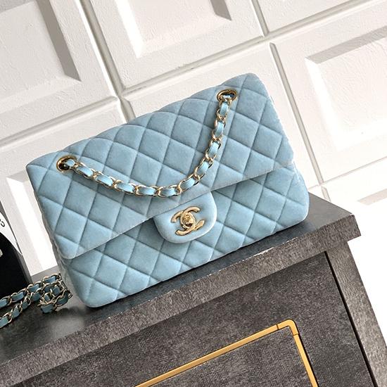 Small Chanel Velvet Flap Bag Blue A01117