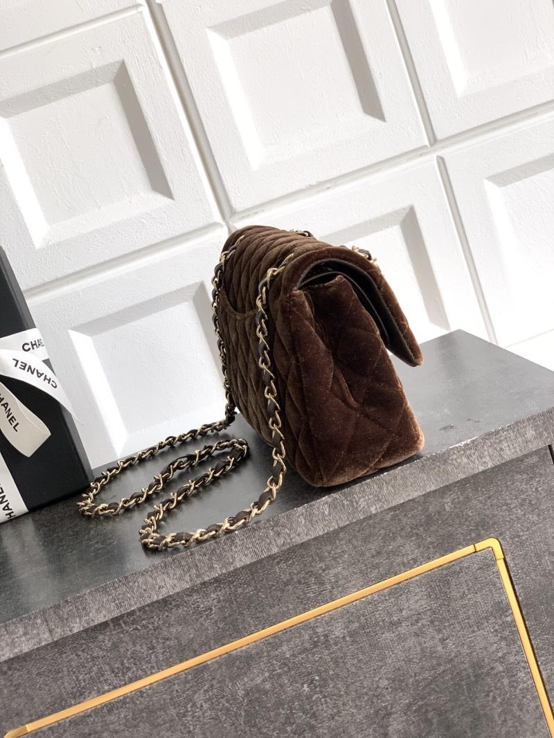 Small Chanel Velvet Flap Bag Brown A01117