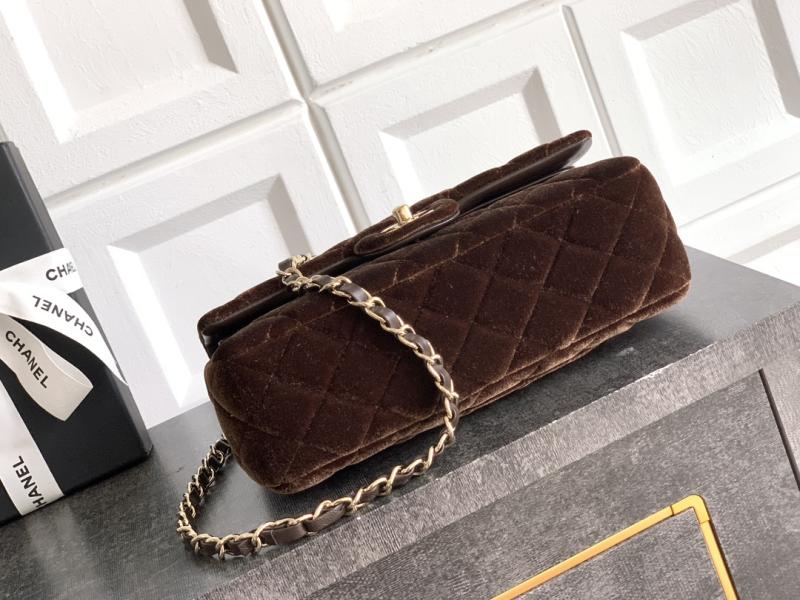 Small Chanel Velvet Flap Bag Brown A01117