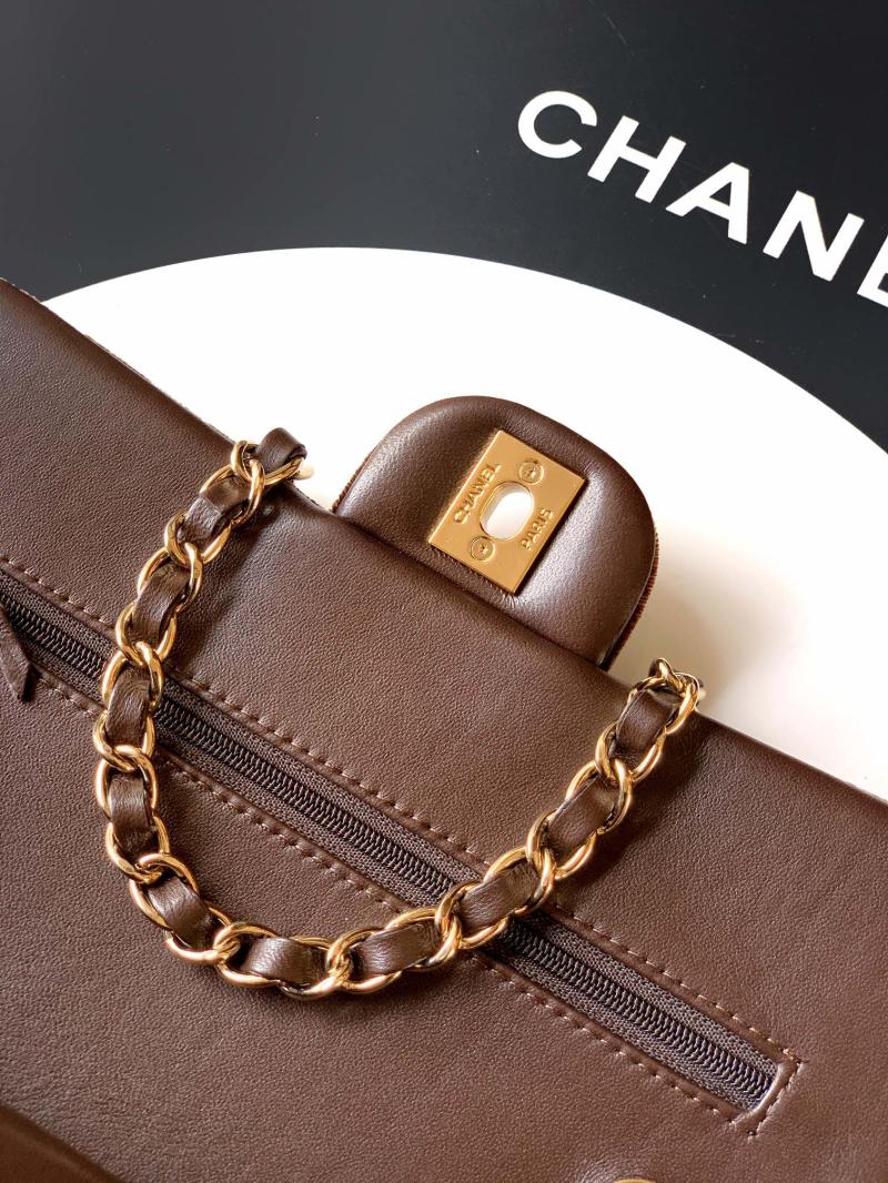 Small Chanel Velvet Flap Bag Brown A01117