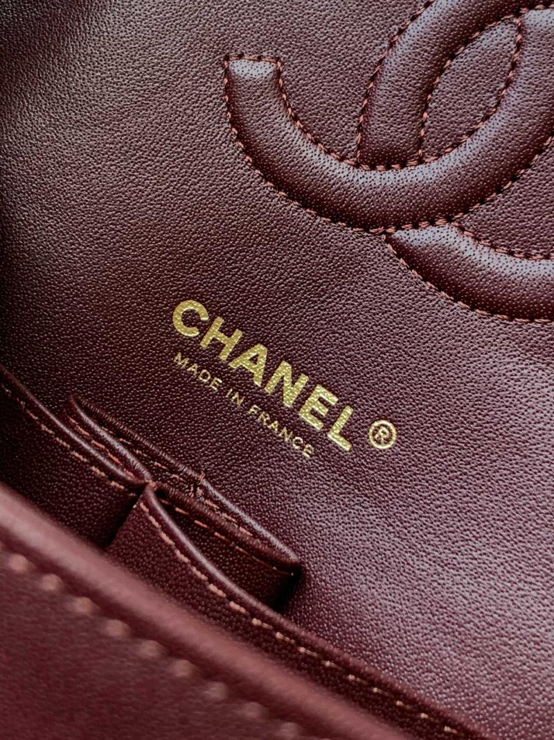 Small Chanel Velvet Flap Bag Burgundy A01117