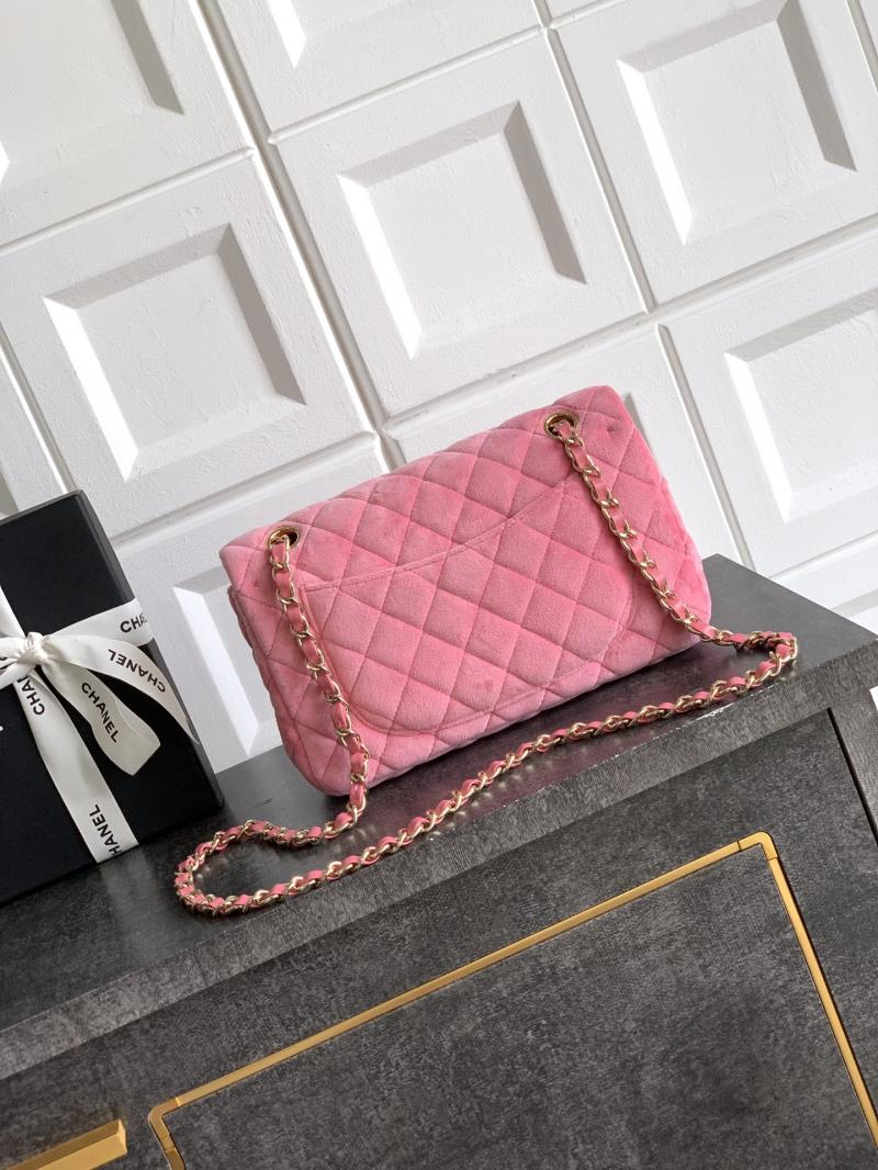 Small Chanel Velvet Flap Bag Pink A01117