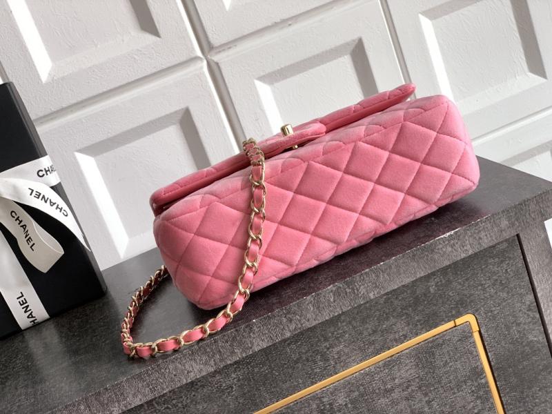 Small Chanel Velvet Flap Bag Pink A01117