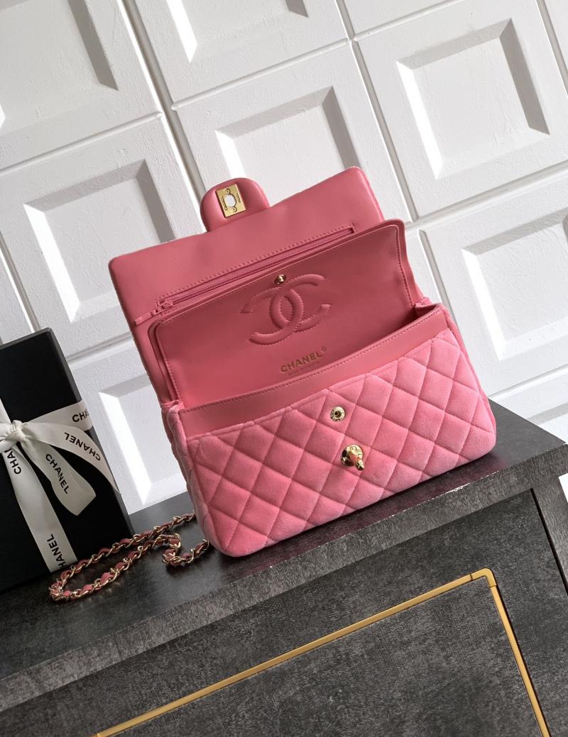 Small Chanel Velvet Flap Bag Pink A01117