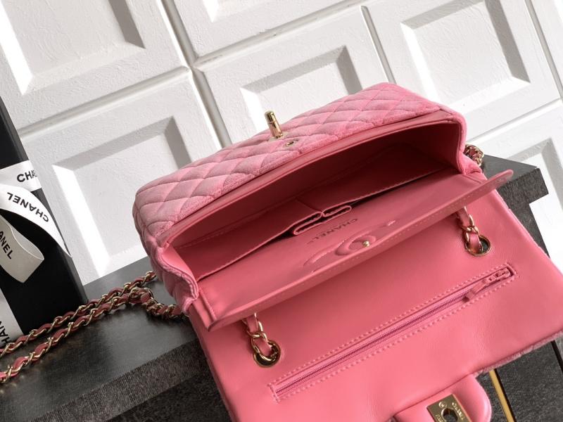 Small Chanel Velvet Flap Bag Pink A01117