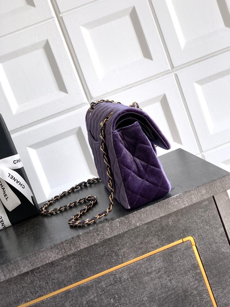 Small Chanel Velvet Flap Bag Purple A01117