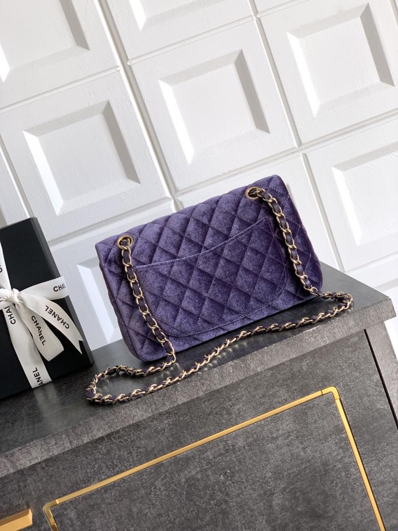 Small Chanel Velvet Flap Bag Purple A01117
