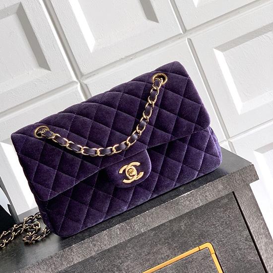 Small Chanel Velvet Flap Bag Purple A01117