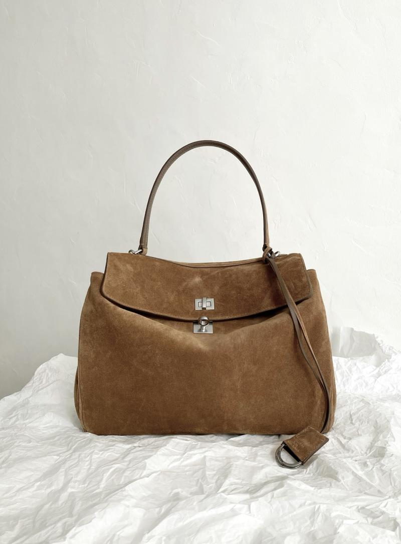 Balenciaga Rodeo Suede Medium Handbag Brown B789772