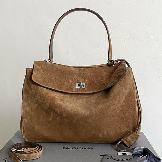 Balenciaga Rodeo Suede Medium Handbag Brown B789772
