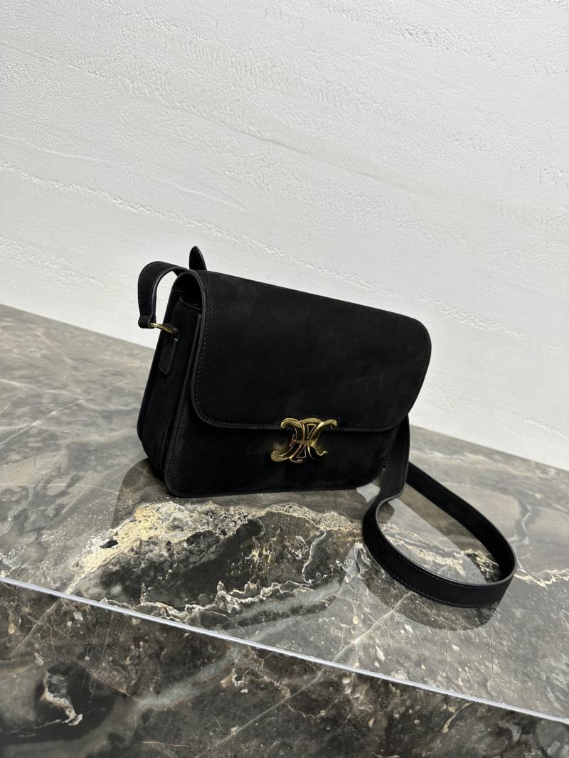 Celine Medium Suede Triomphe Bag Black Cl35023