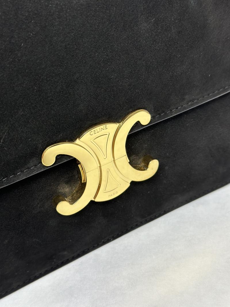 Celine Medium Suede Triomphe Bag Black Cl35023