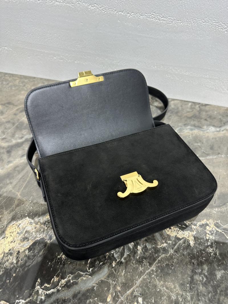 Celine Medium Suede Triomphe Bag Black Cl35023