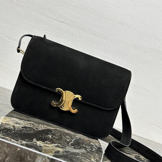 Celine Medium Suede Triomphe Bag Black Cl35023
