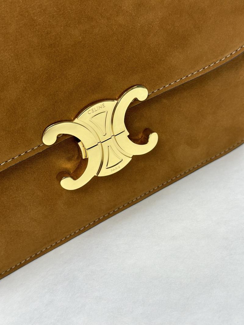 Celine Medium Suede Triomphe Bag Brown Cl35023