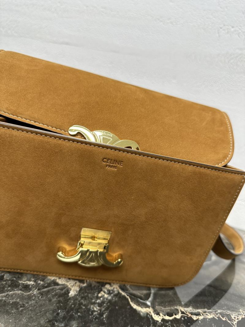 Celine Medium Suede Triomphe Bag Brown Cl35023