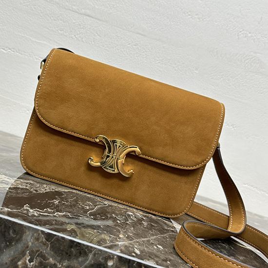 Celine Medium Suede Triomphe Bag Brown Cl35023
