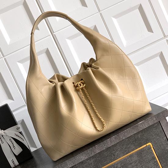Chanel Calfskin Large Hobo Bag Beige AS5967