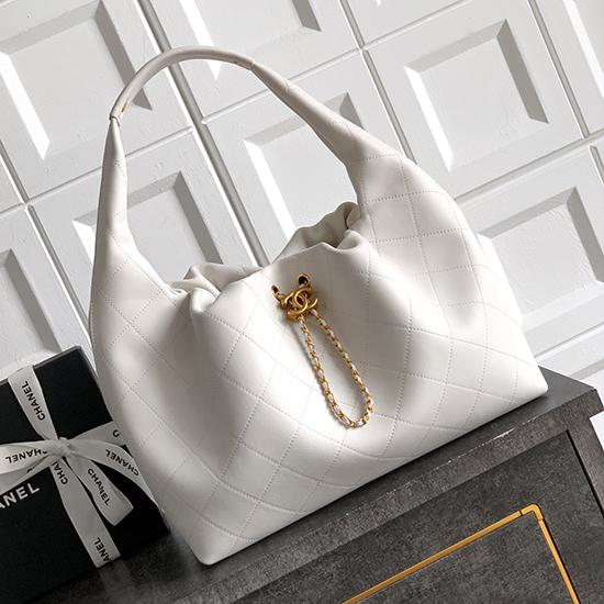 Chanel Calfskin Large Hobo Bag Cream AS5967