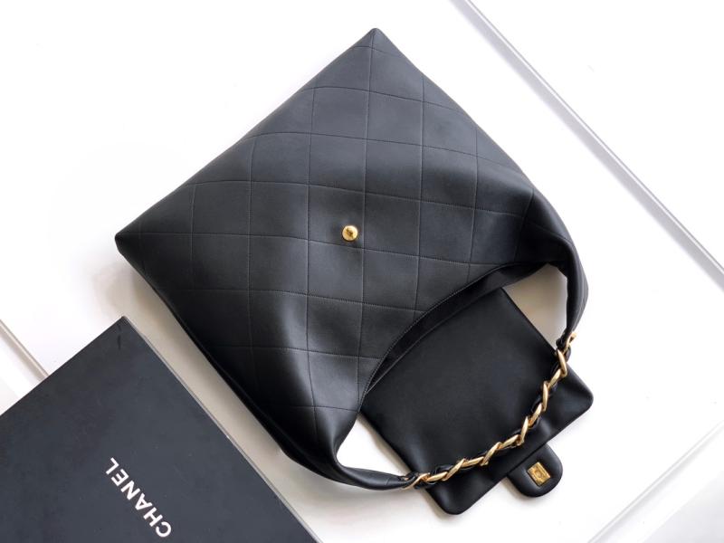Chanel Calfskin Maxi Hobo Bag Black AS5839