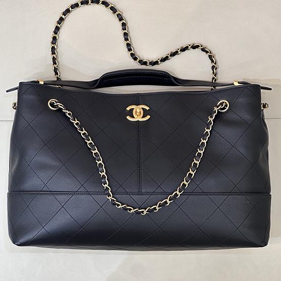 Chanel Calfskin Shopping Bag Black AS5657