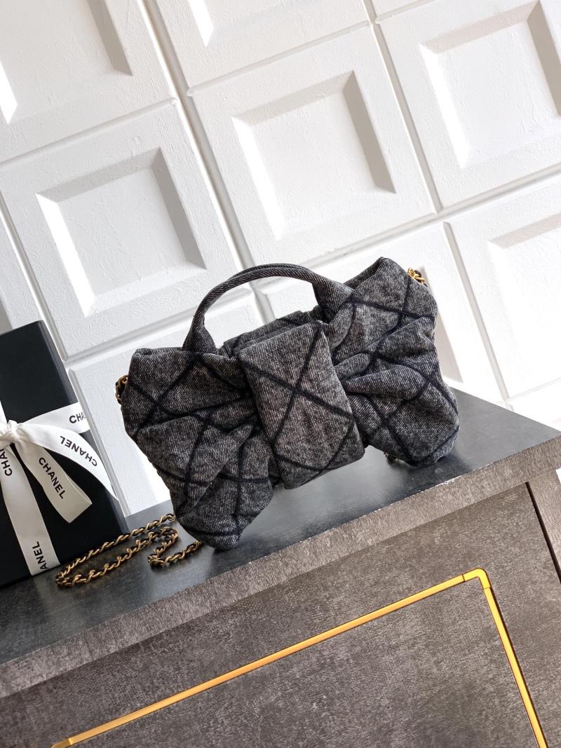 Chanel Denim Mini Bow Bag Black AS5849