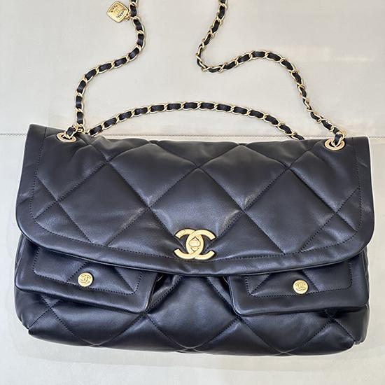 Chanel Lambskin Maxi Flap Bag Black AS5727
