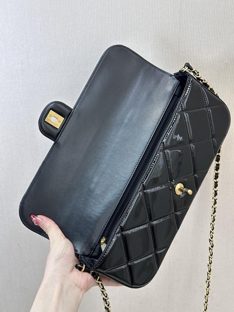 Chanel Large Flap Bag With Top Handle Black AS5807