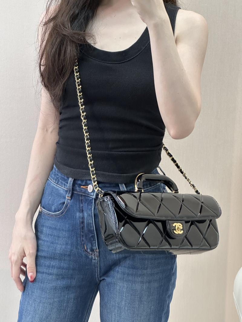 Chanel Large Flap Bag With Top Handle Black AS5807