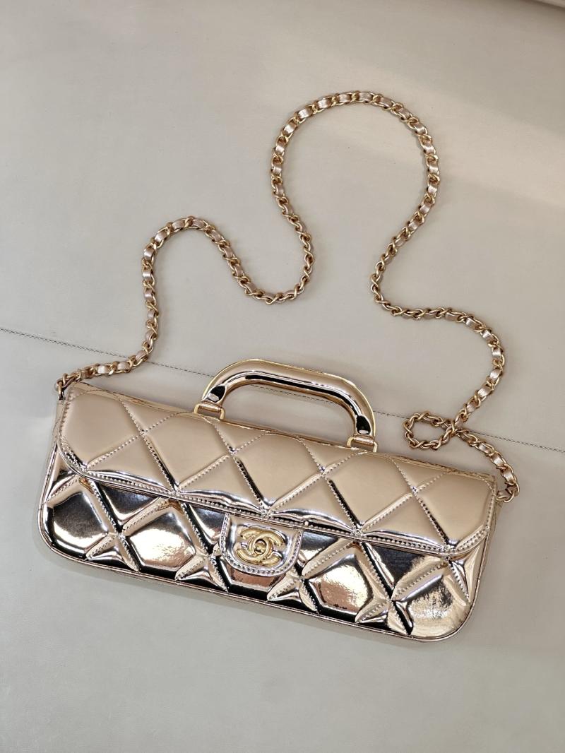 Chanel Large Flap Bag With Top Handle Light Gold AS5807