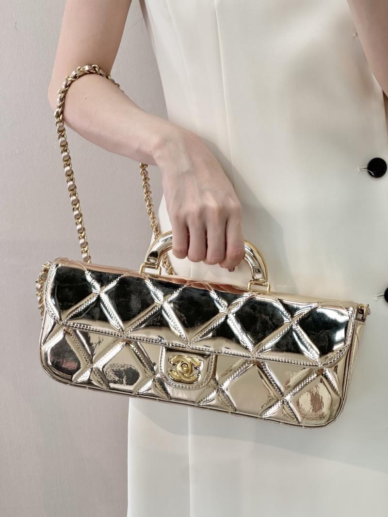 Chanel Large Flap Bag With Top Handle Light Gold AS5807
