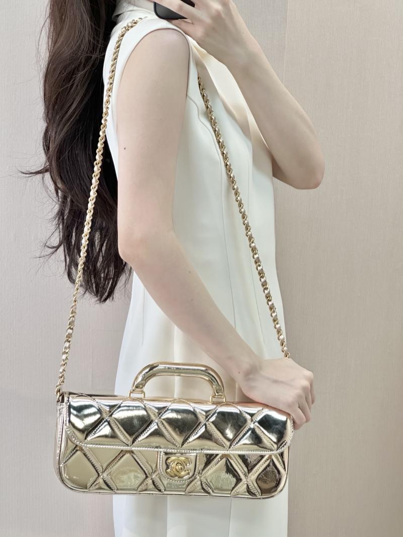 Chanel Large Flap Bag With Top Handle Light Gold AS5807