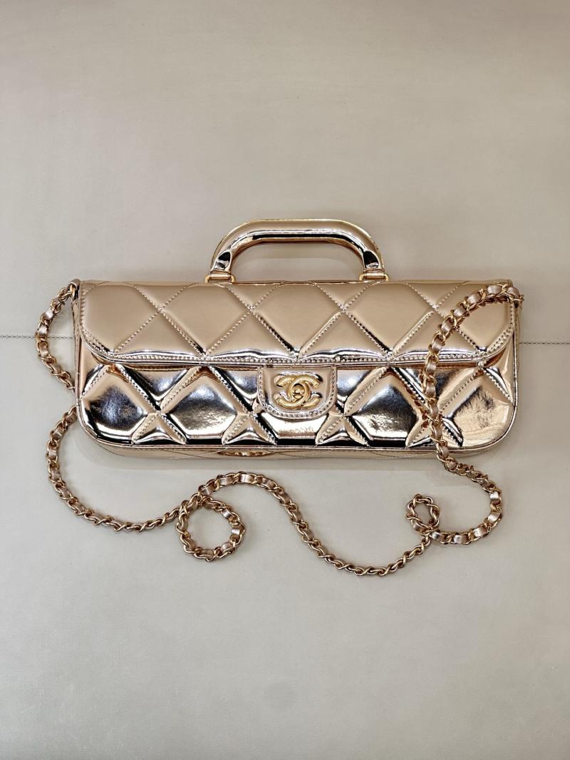 Chanel Large Flap Bag With Top Handle Light Gold AS5807