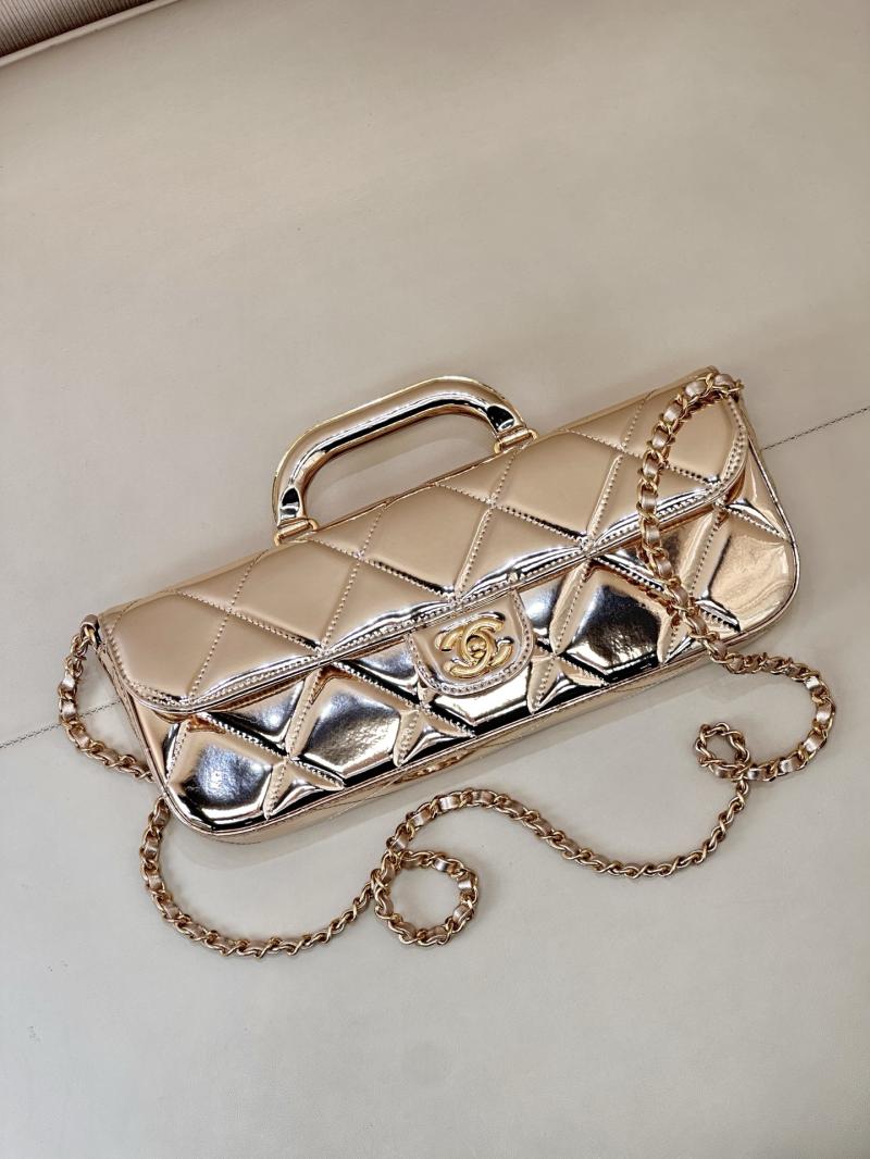 Chanel Large Flap Bag With Top Handle Light Gold AS5807
