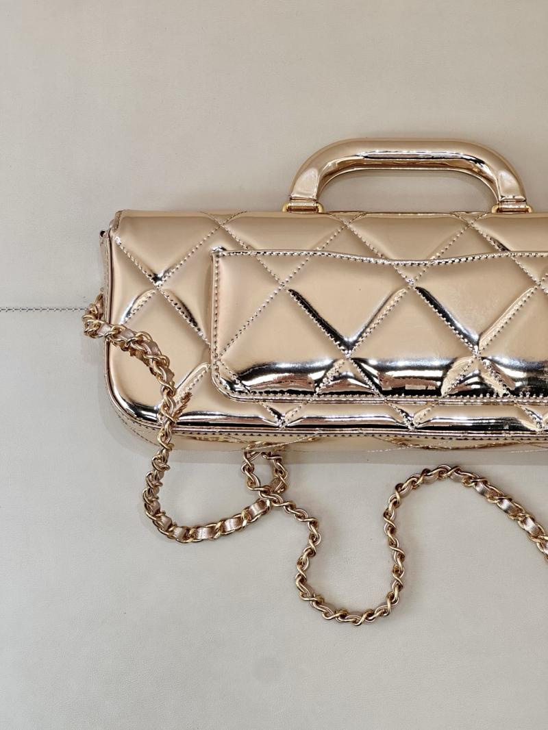 Chanel Large Flap Bag With Top Handle Light Gold AS5807