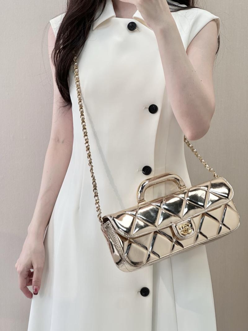 Chanel Large Flap Bag With Top Handle Light Gold AS5807