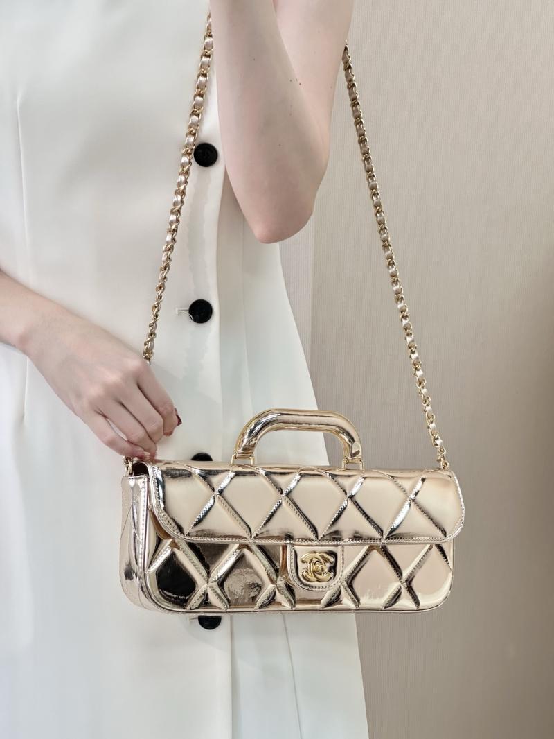 Chanel Large Flap Bag With Top Handle Light Gold AS5807
