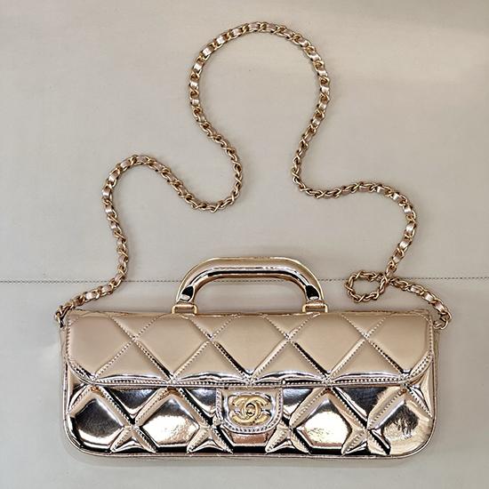 Chanel Large Flap Bag With Top Handle Light Gold AS5807