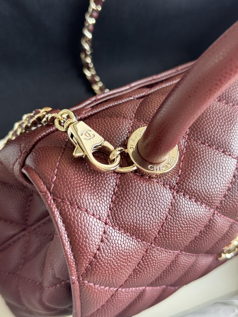 Chanel Small Flap Bag with Top Handle Burgundy A92990