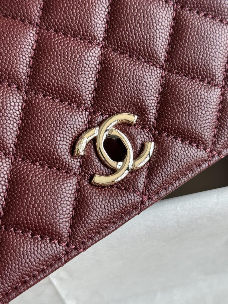 Chanel Small Flap Bag with Top Handle Burgundy A92990